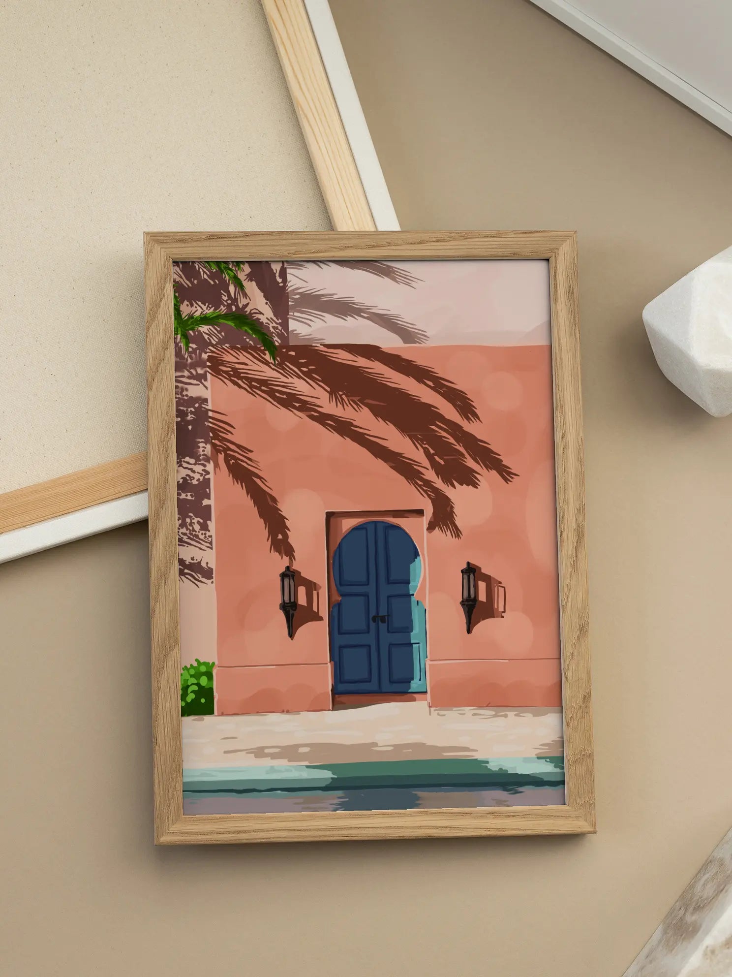 Blue Door In Terracotta Wall Poster
