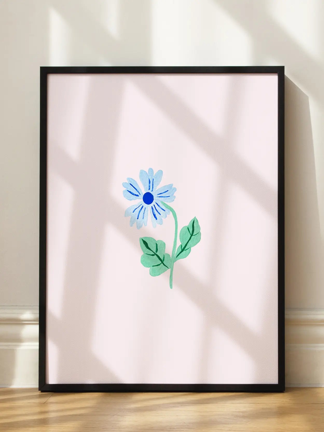 Blue Flower On Pink Background Poster
