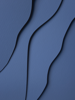 Poster mit wellenförmigen Schichten in Blautönen.