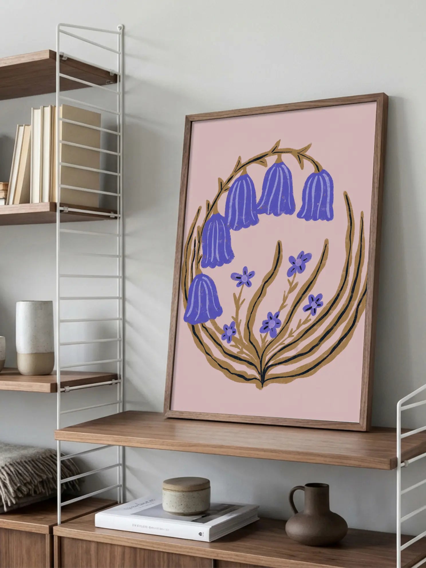 Bluebells Branch On Pink Poster