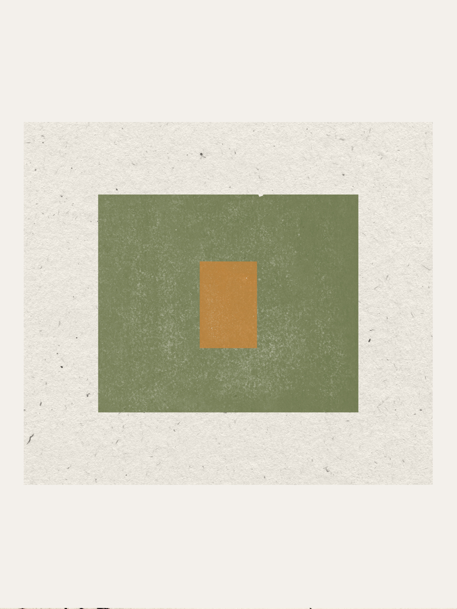 Grafik mit einem großen grünen Rechteck und einem kleineren braunen Rechteck auf beigem Hintergrund.