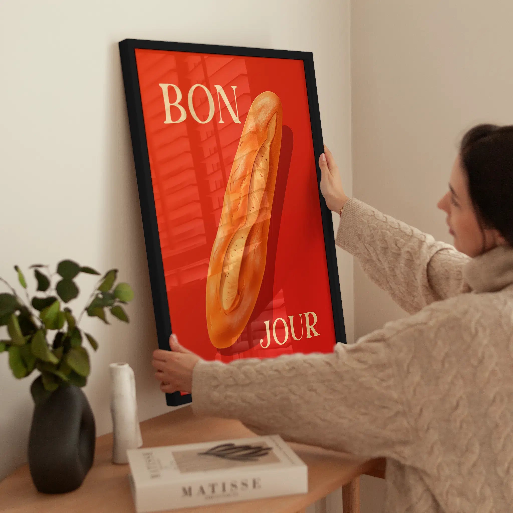 Bonjour Baguette wird aufgehängt