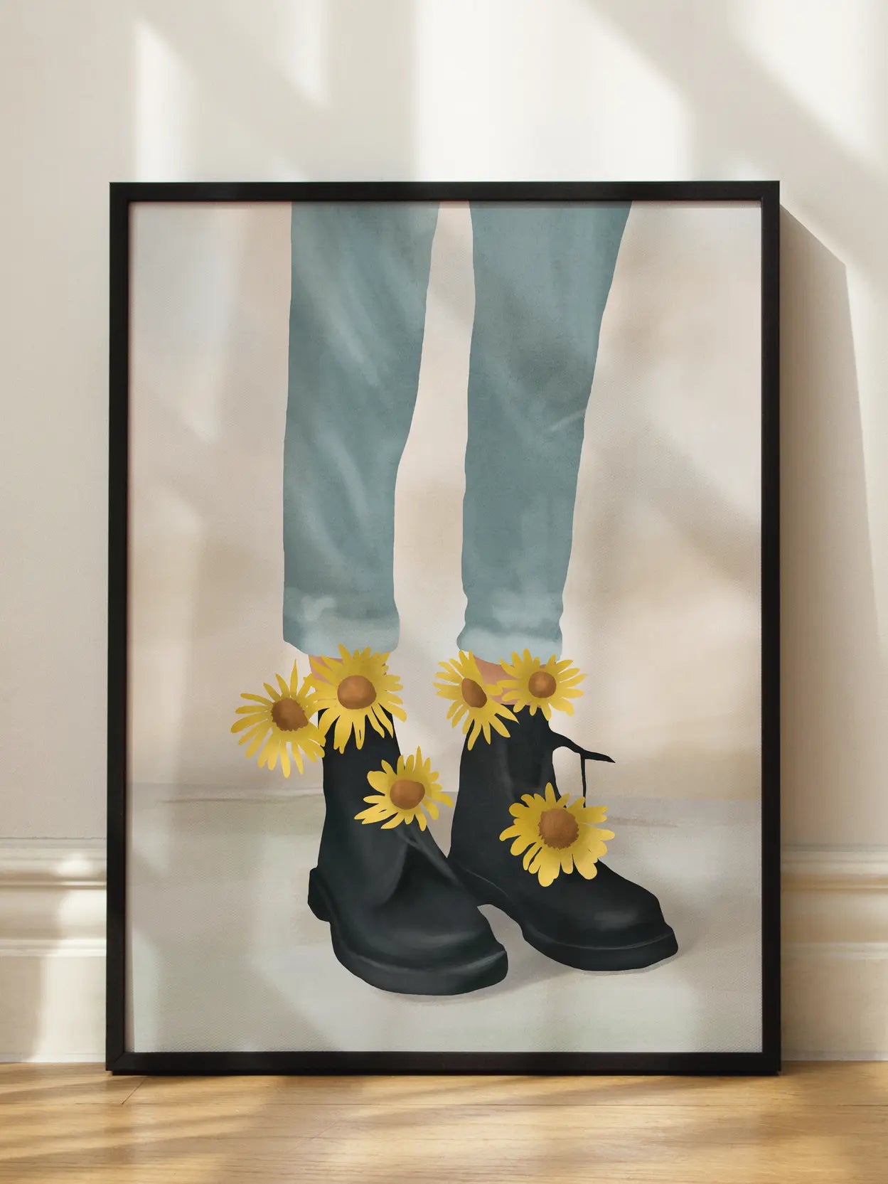 Boots With Sunflowers