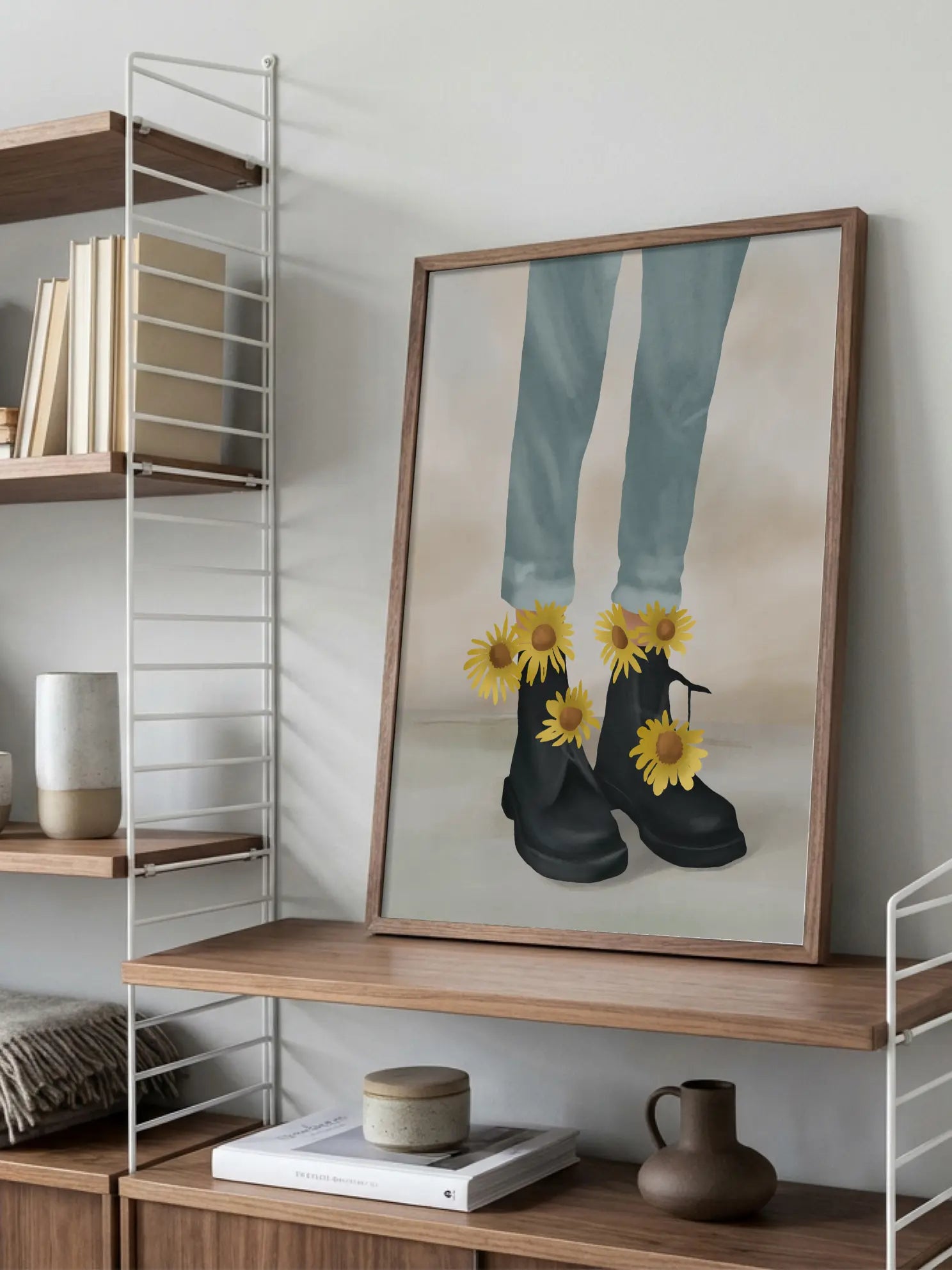 Boots With Sunflowers Poster