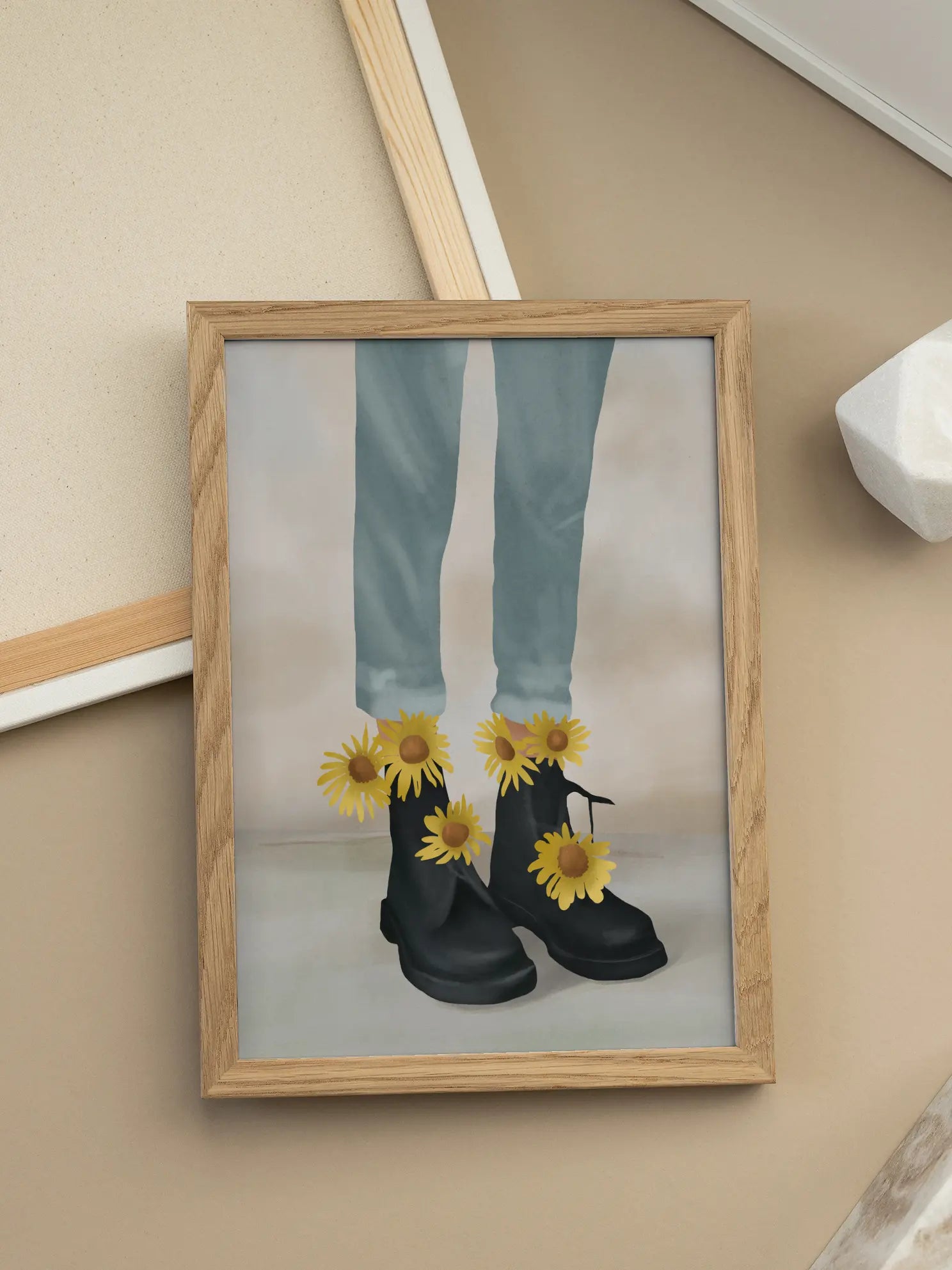 Boots With Sunflowers Poster
