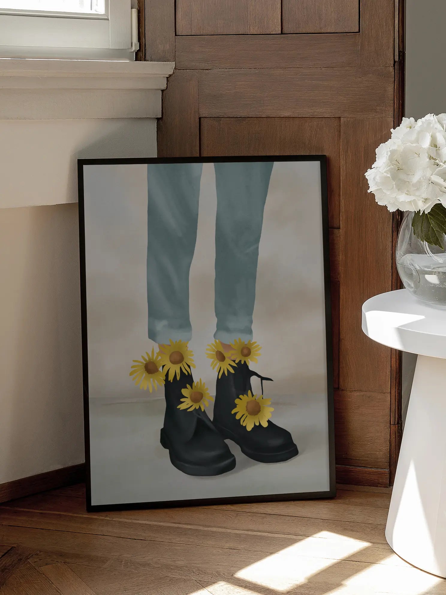 Boots With Sunflowers Poster