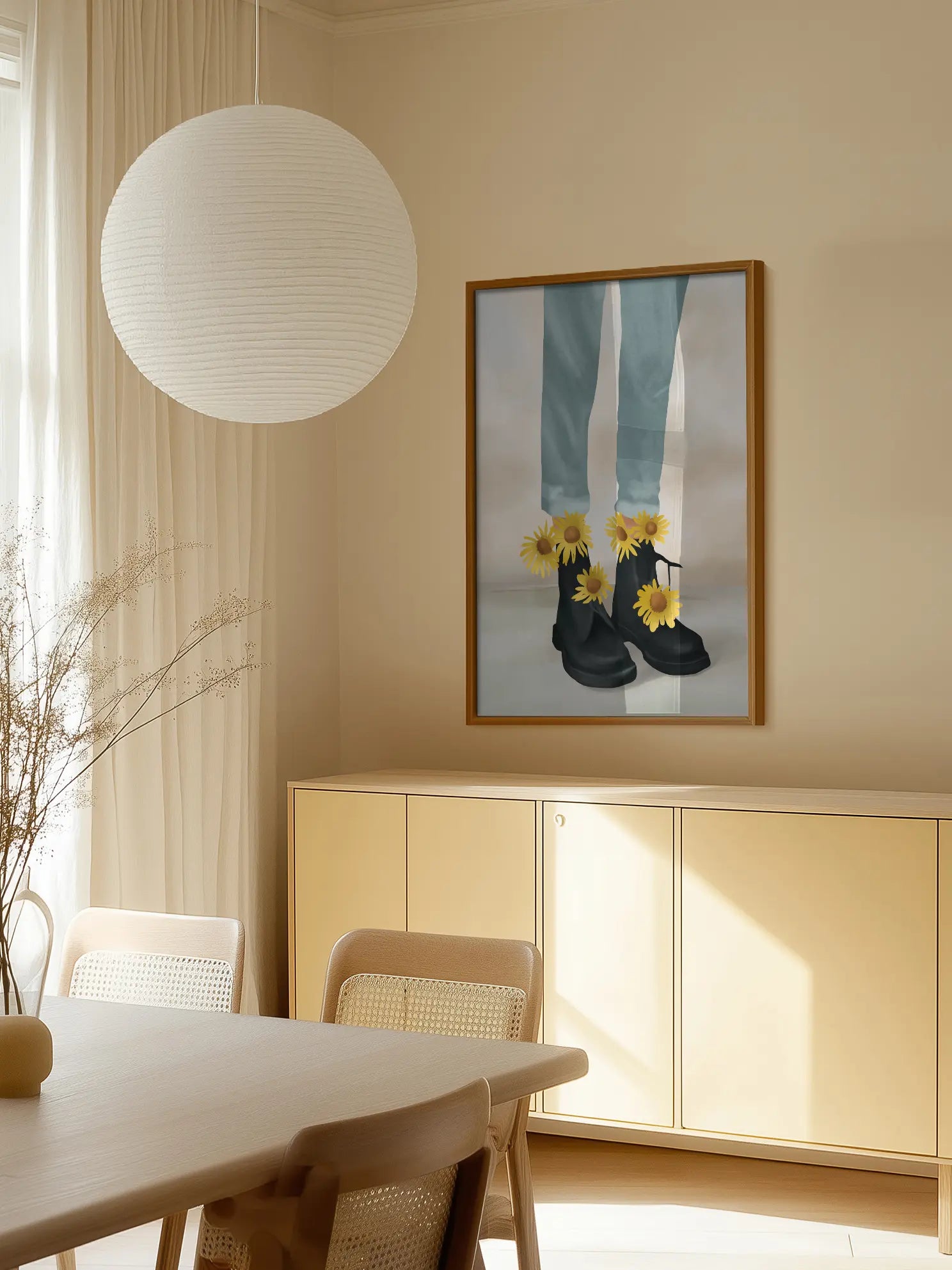 Boots With Sunflowers Poster