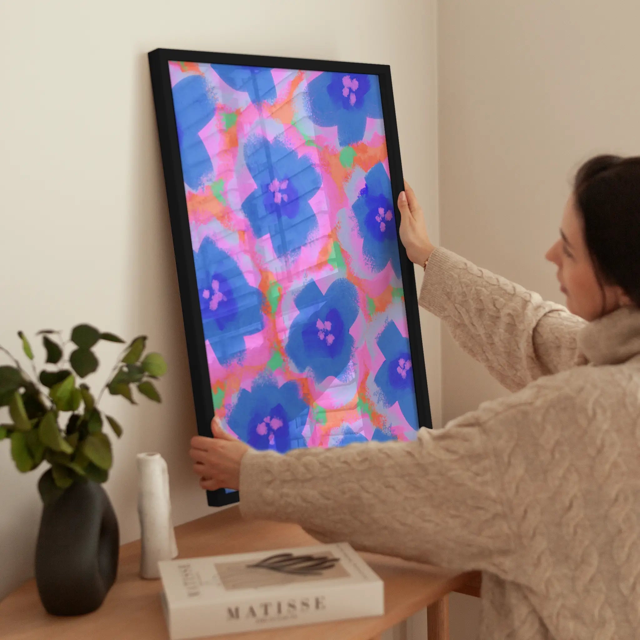 Bright Flowers wird aufgehängt
