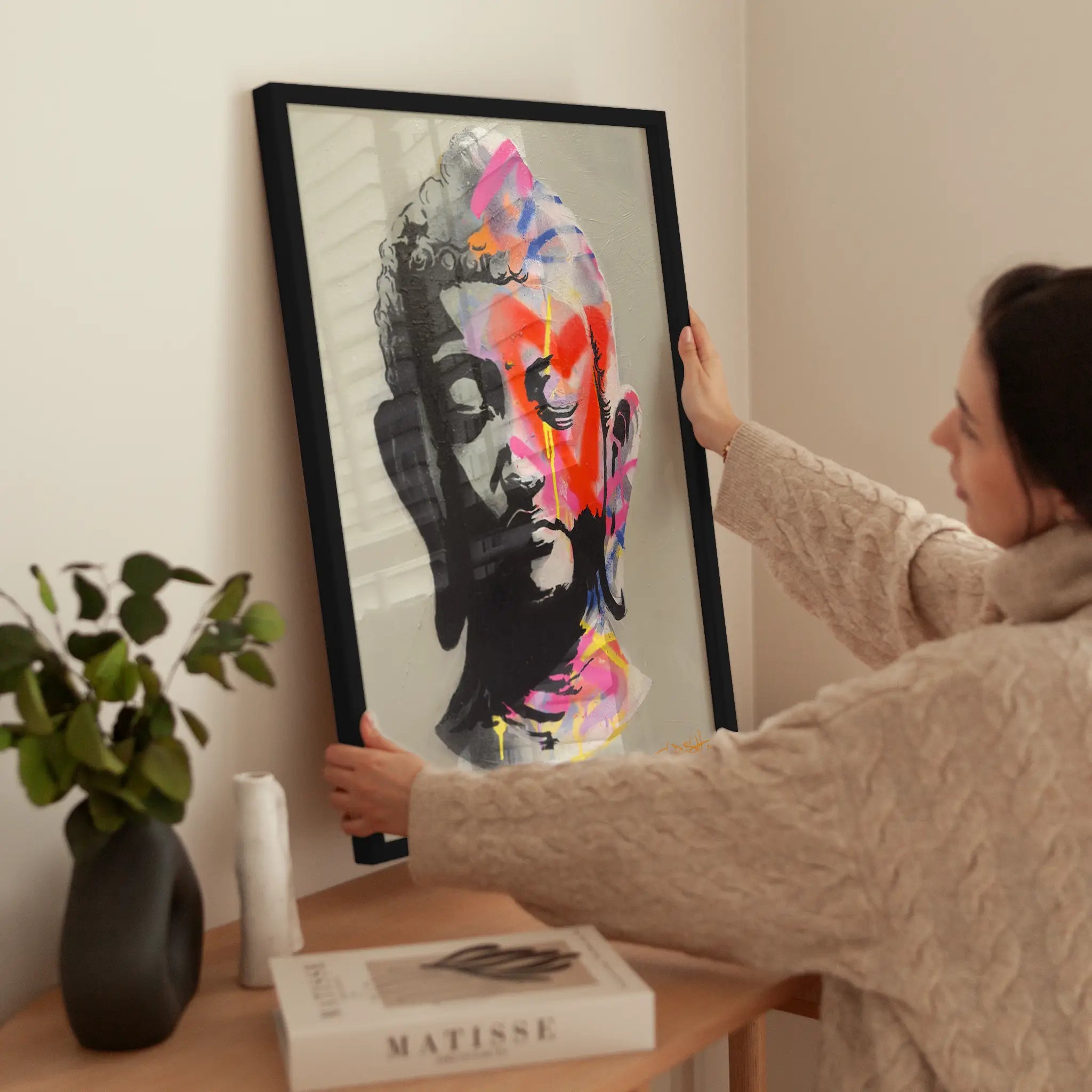 Buddha Face wird aufgehängt