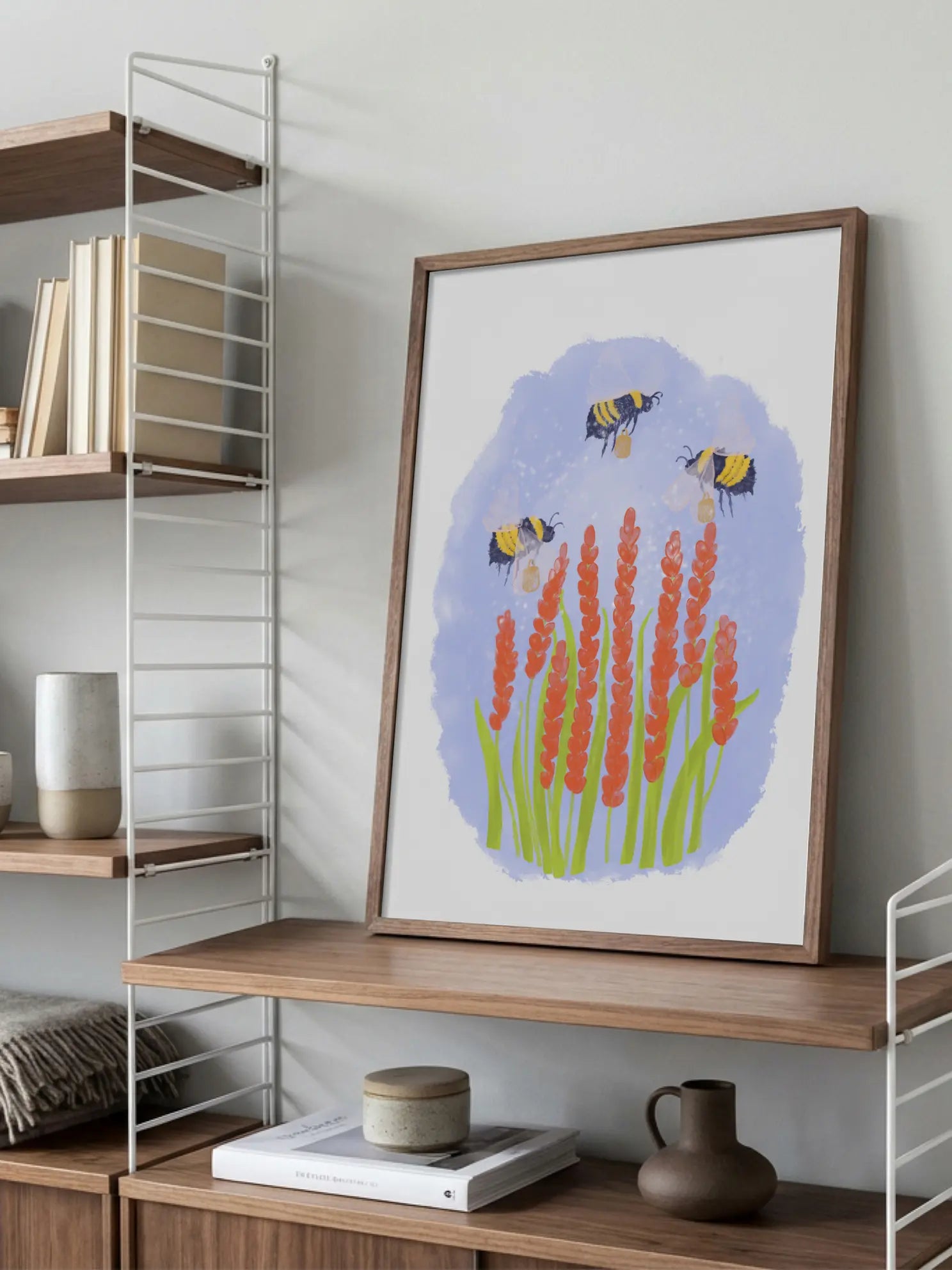 Bumblebees Carrying Little Baskets Poster