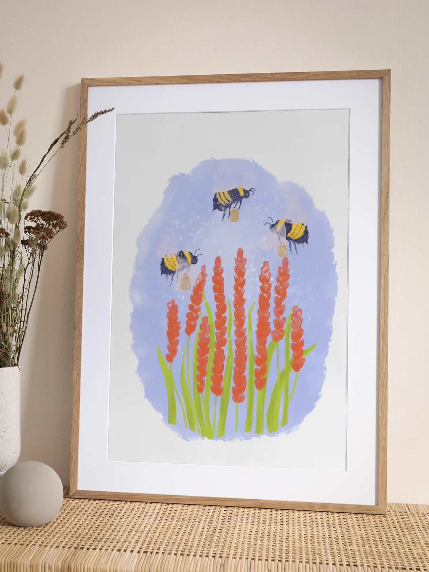 Bumblebees Carrying Little Baskets Poster