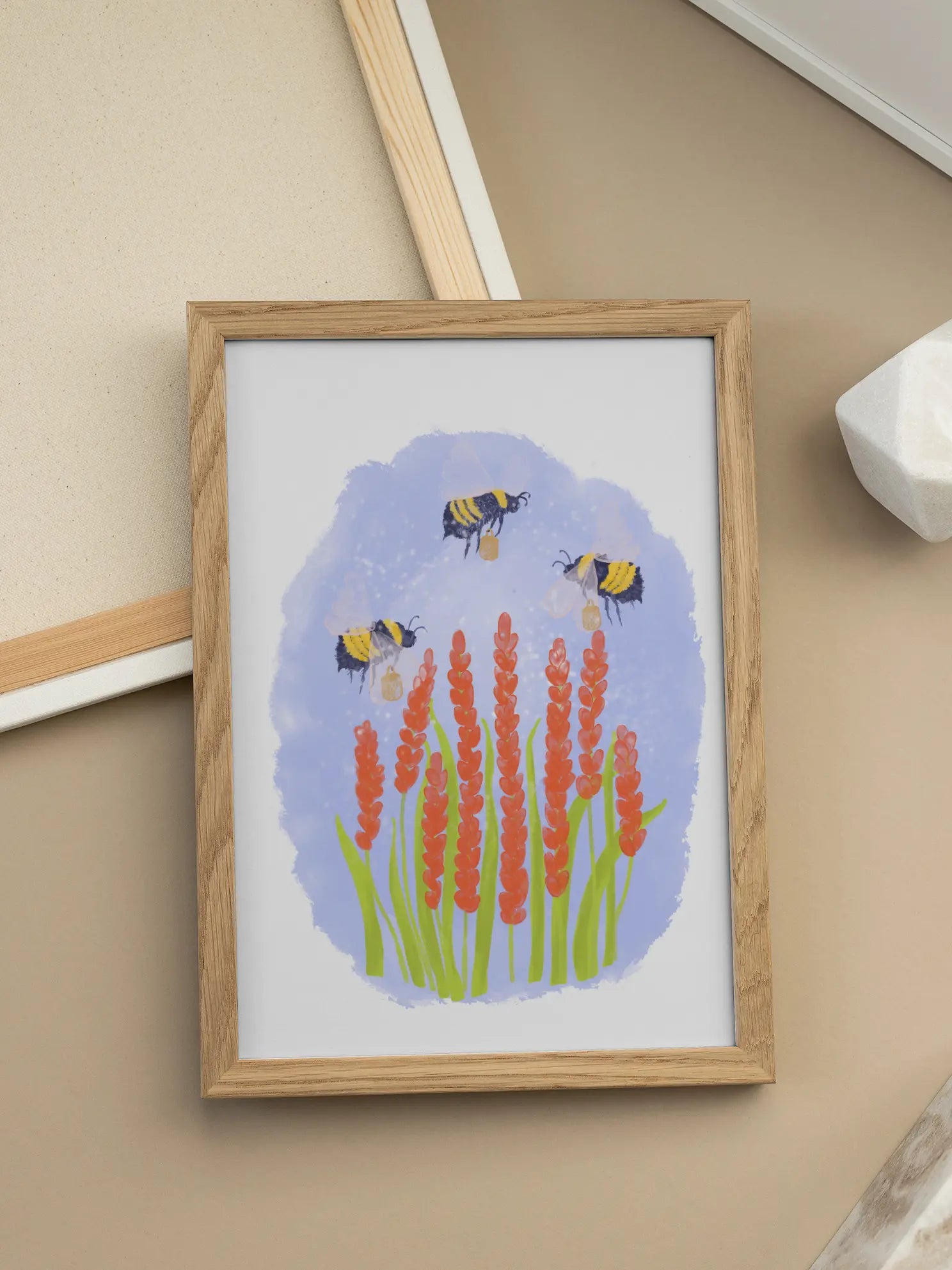 Bumblebees Carrying Little Baskets Poster