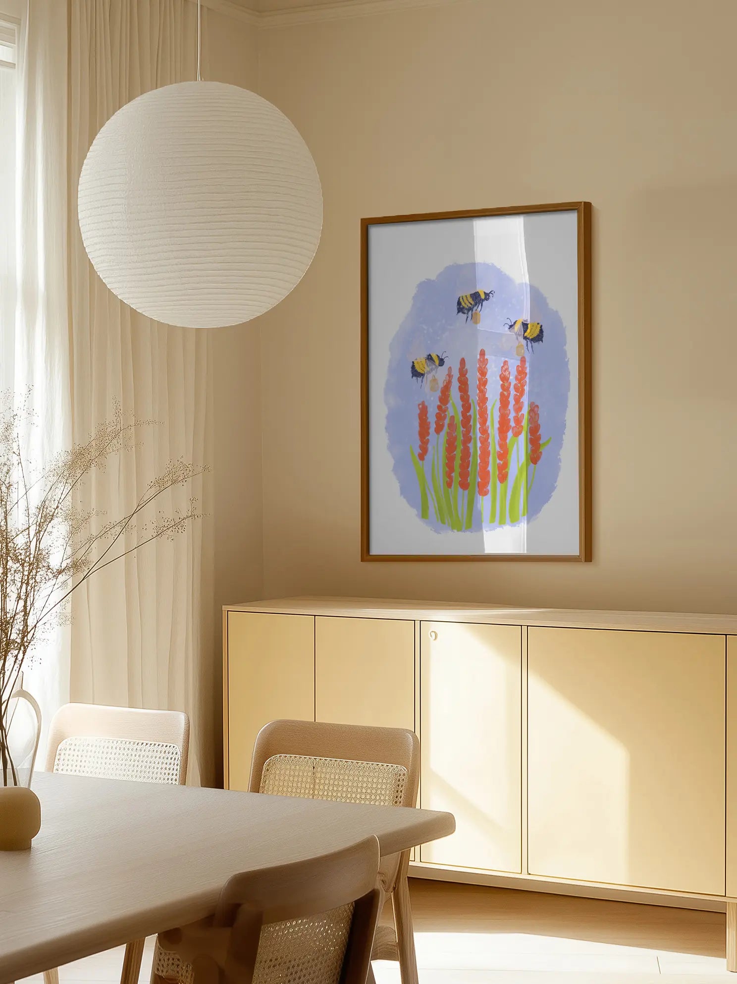 Bumblebees Carrying Little Baskets Poster