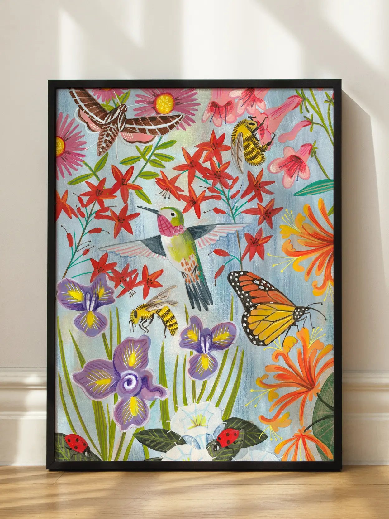 Butterflies Flowers Pattern Poster