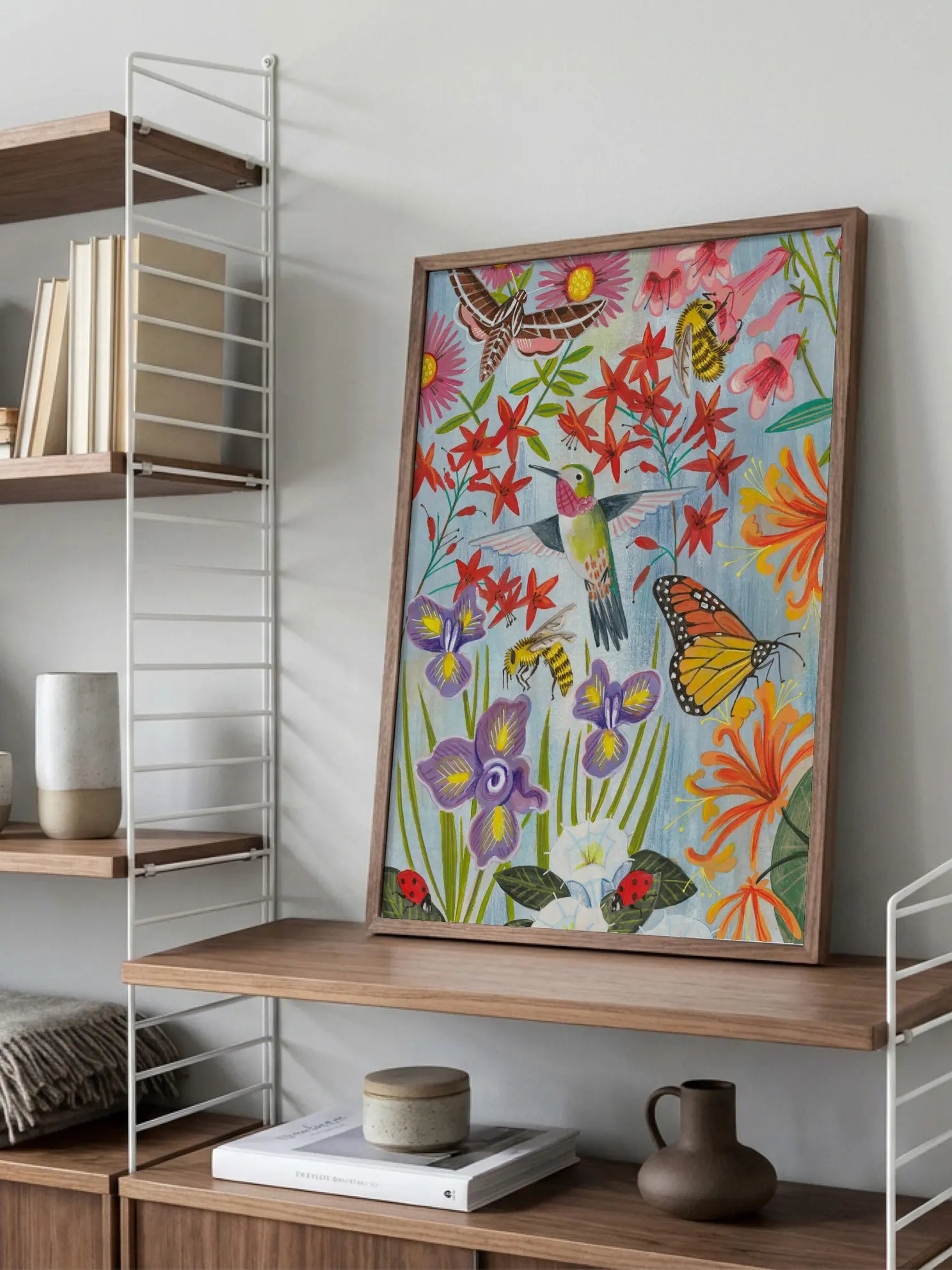 Butterflies Flowers Pattern Poster