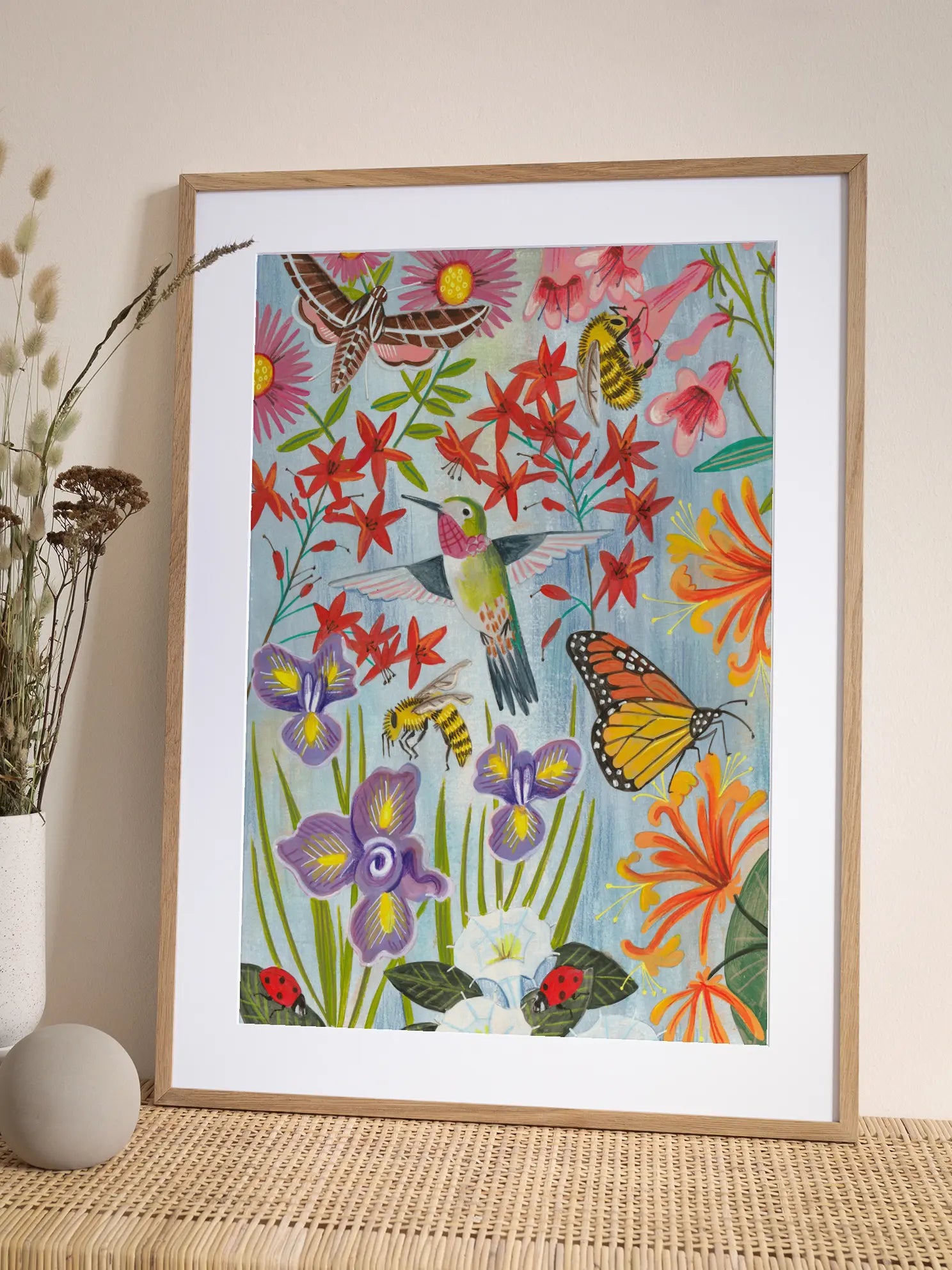 Butterflies Flowers Pattern Poster