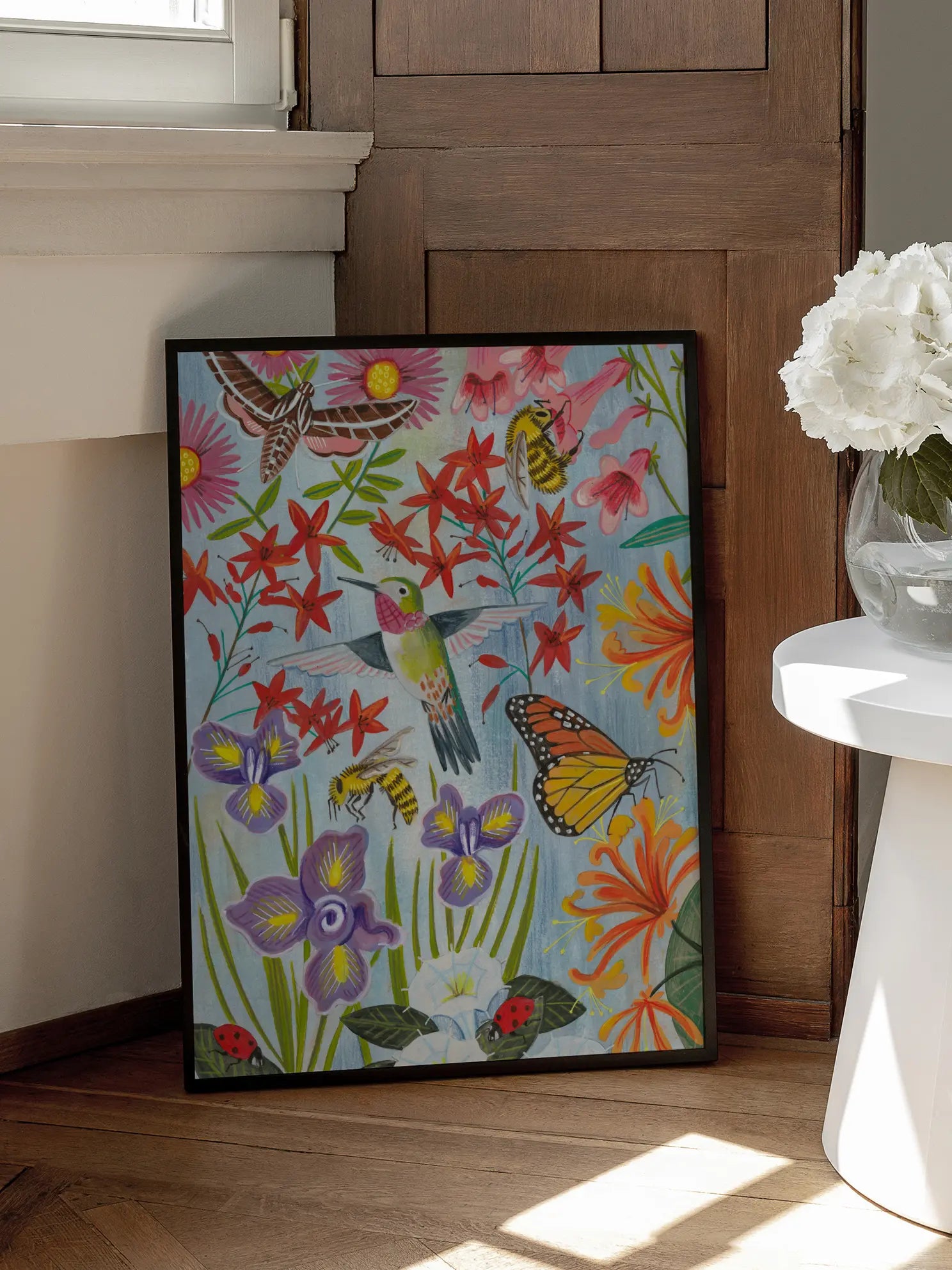 Butterflies Flowers Pattern Poster