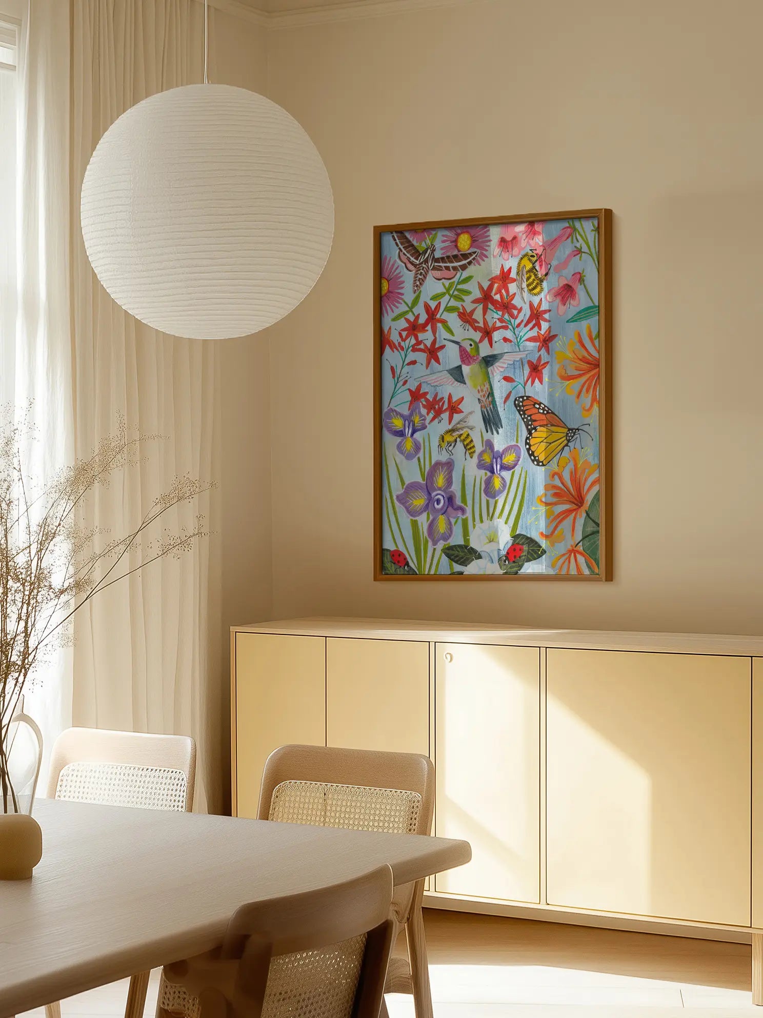 Butterflies Flowers Pattern Poster