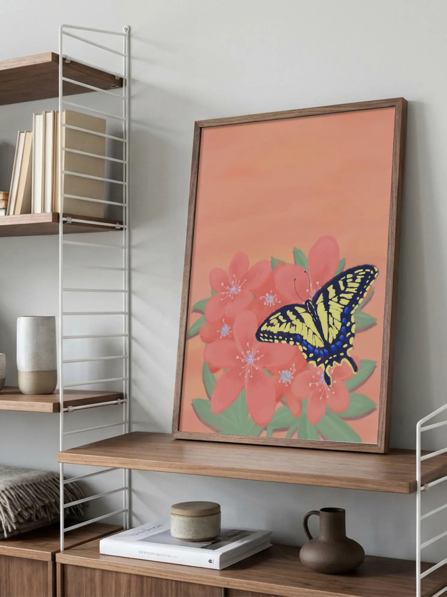 Butterfly Pink Flowers Poster