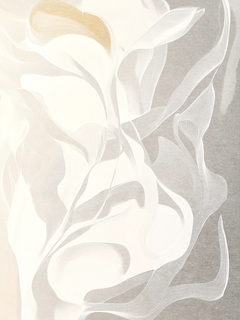 Illustration einer Calla in sanften Beigetönen mit geschwungenen Linien.
