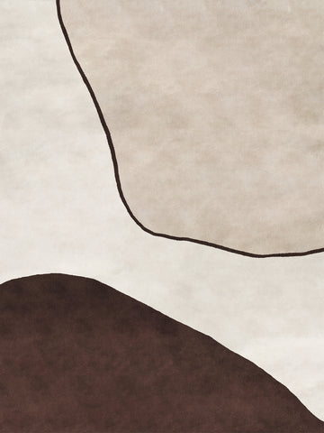 Grafische Illustration mit abstrakten Formen in Braun- und Beigetönen.