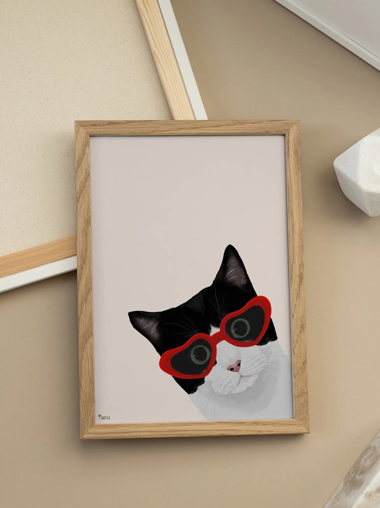 Cat WIth Heart Sunglasses Poster