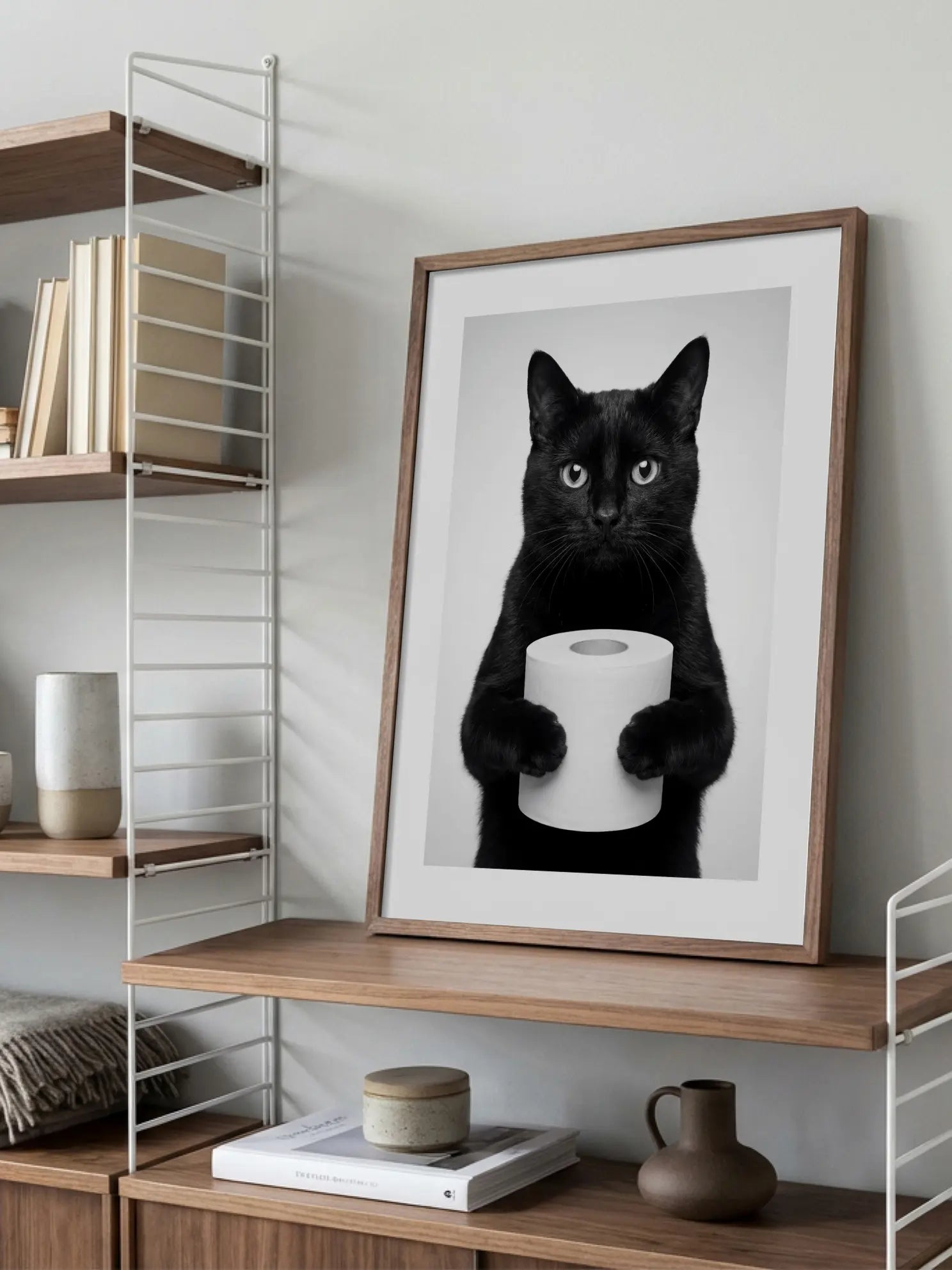 Cat With Toilet Paper Poster