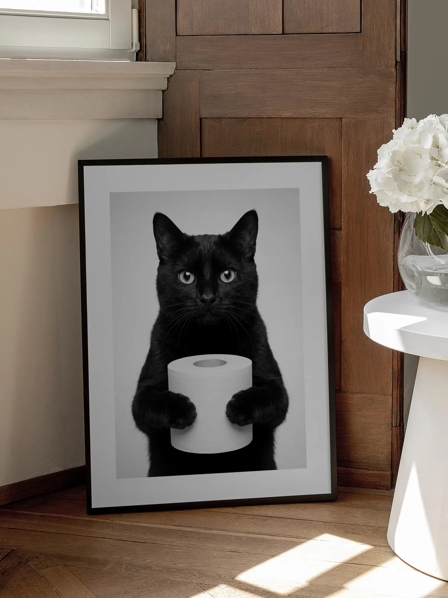 Cat With Toilet Paper Poster