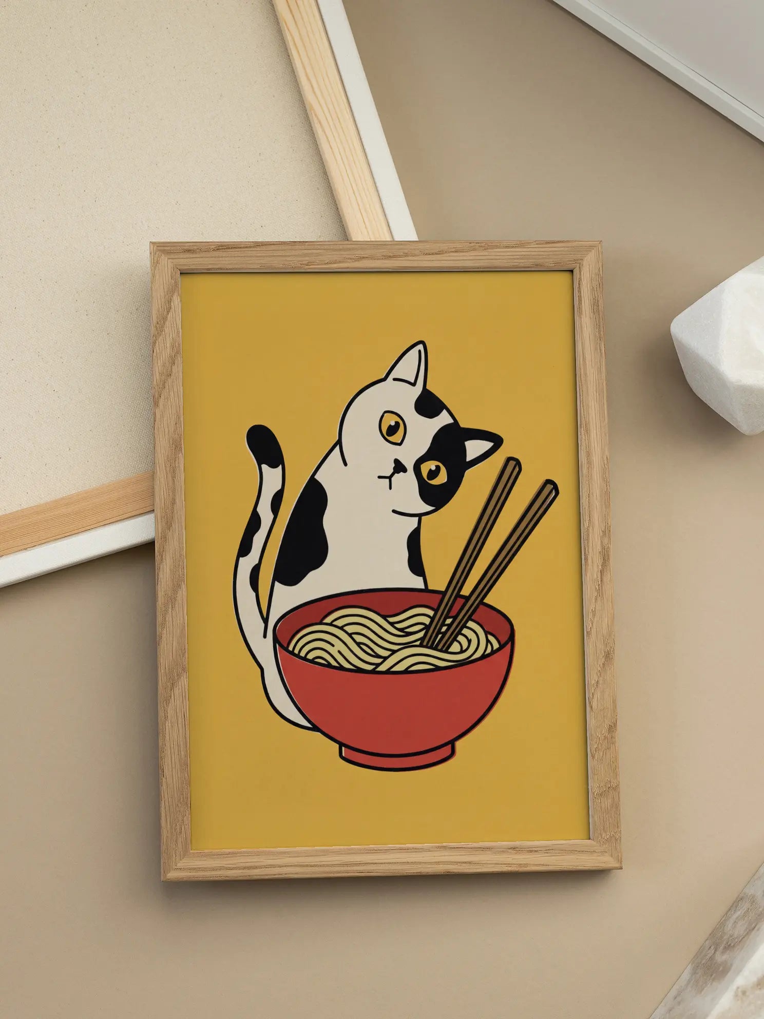 Cat and Noodles Poster