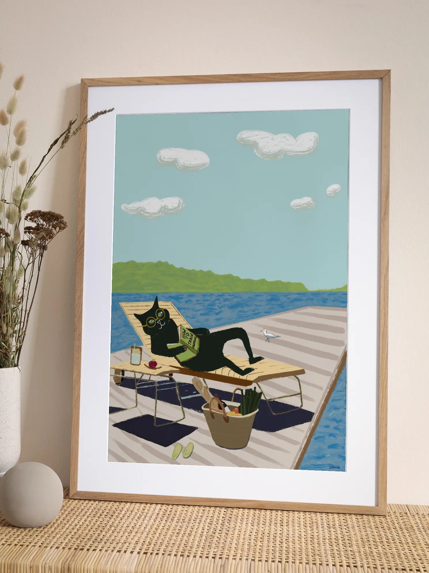 Cat at the Lake Poster