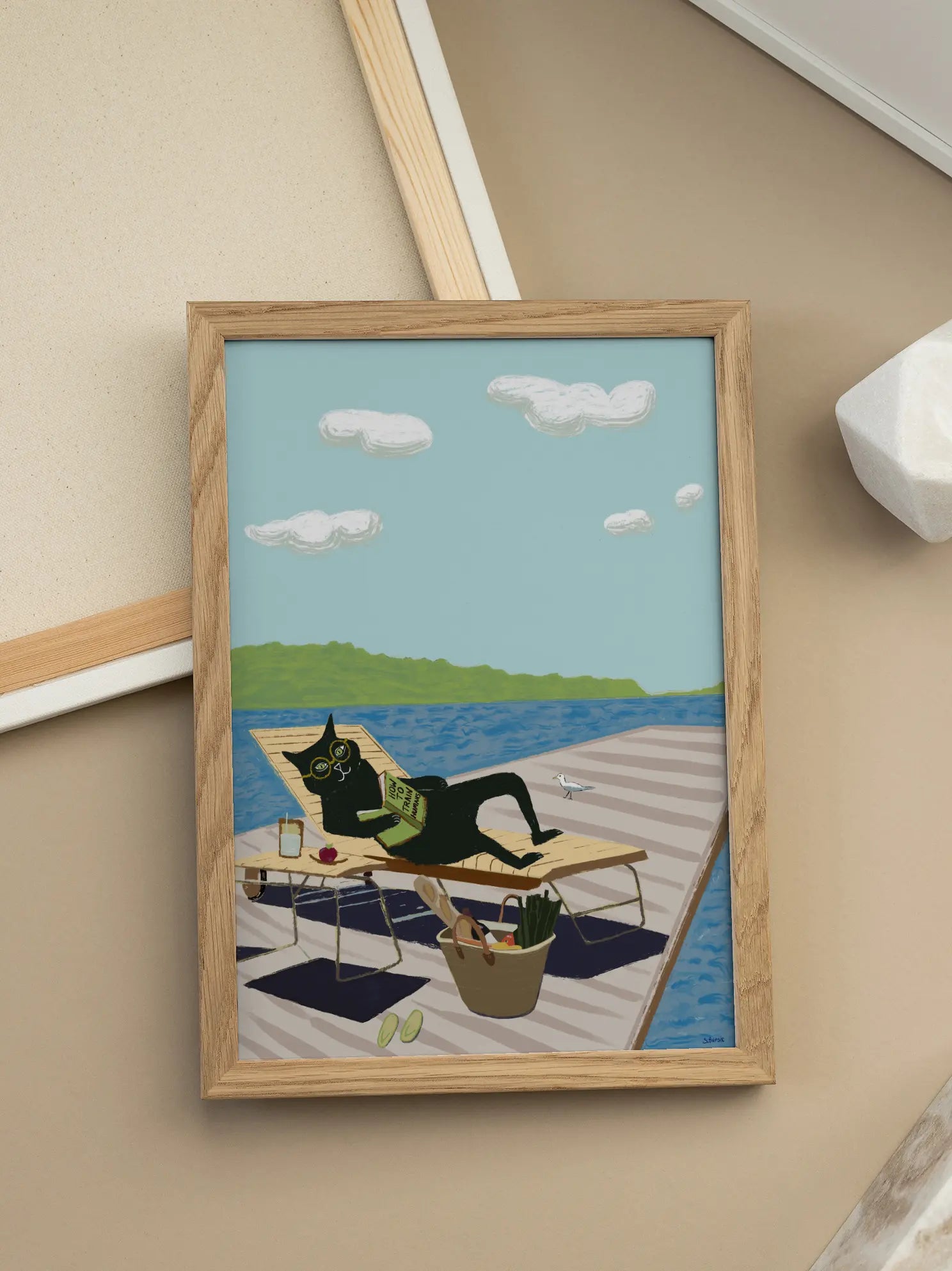 Cat at the Lake Poster