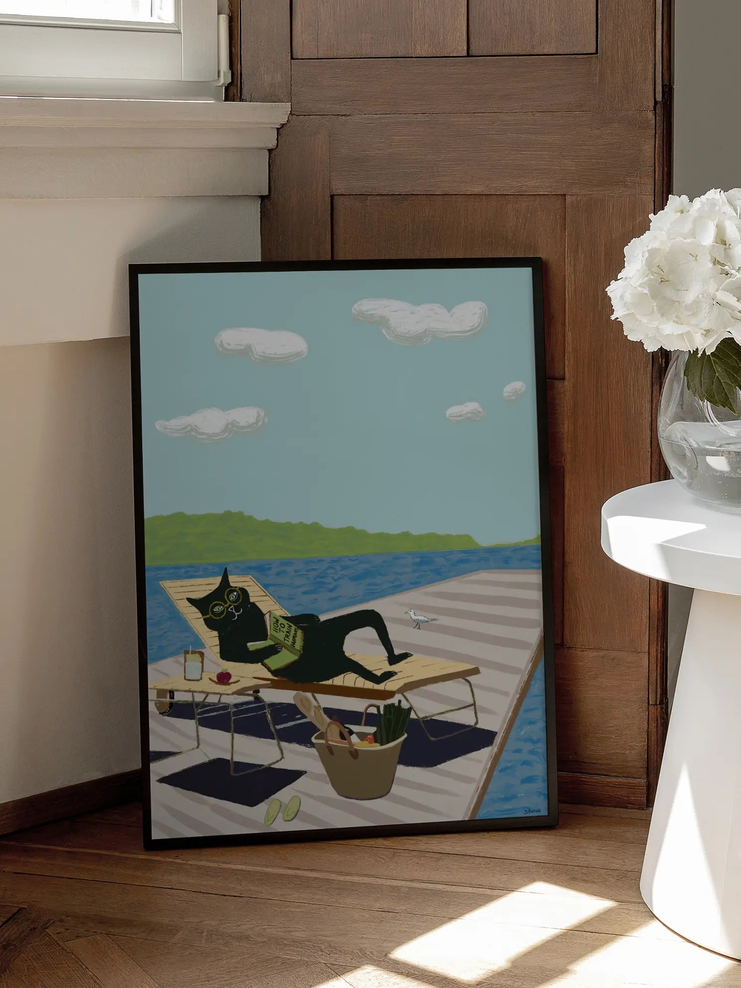 Cat at the Lake Poster