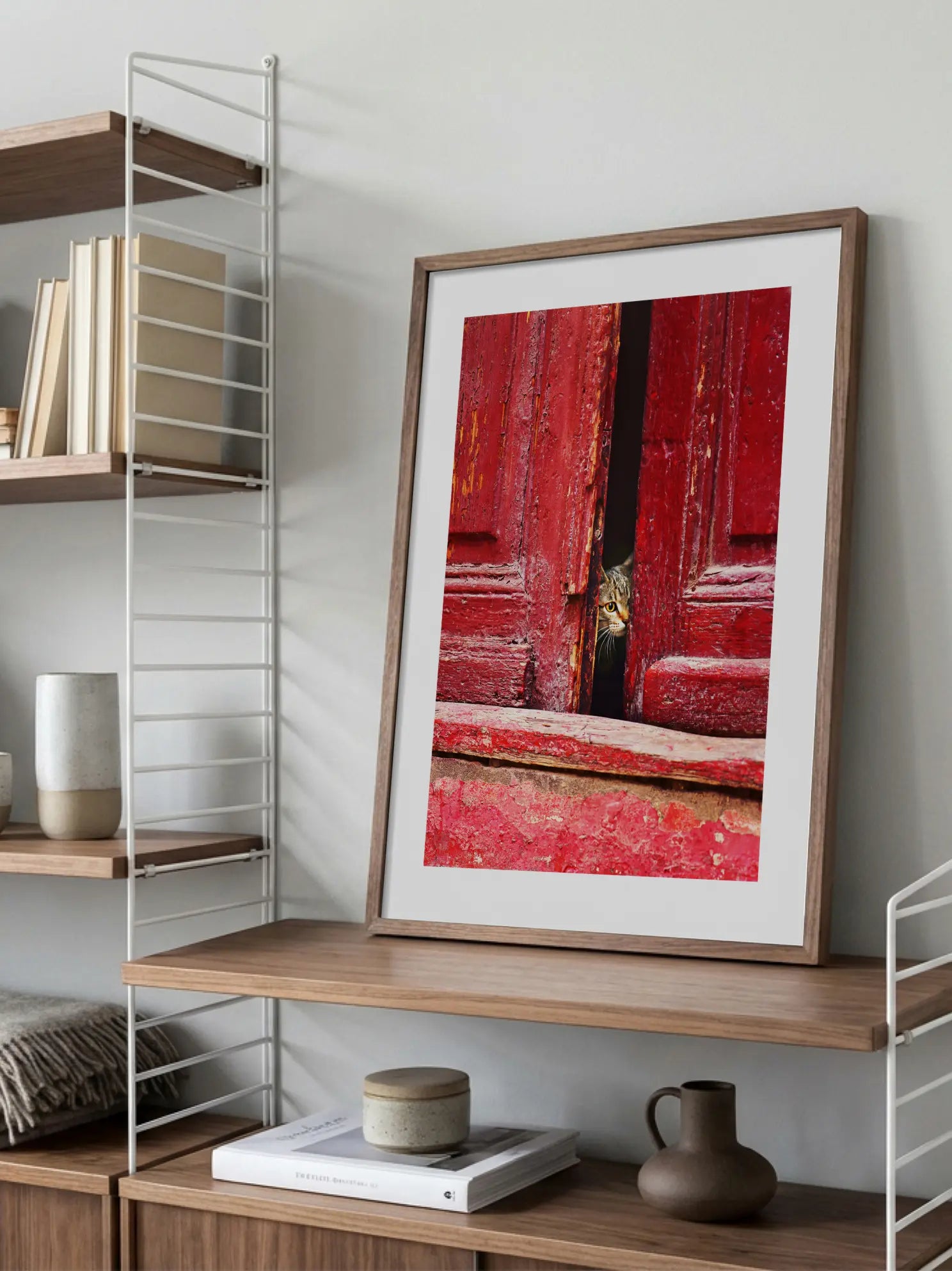 Cat in Red Door Poster