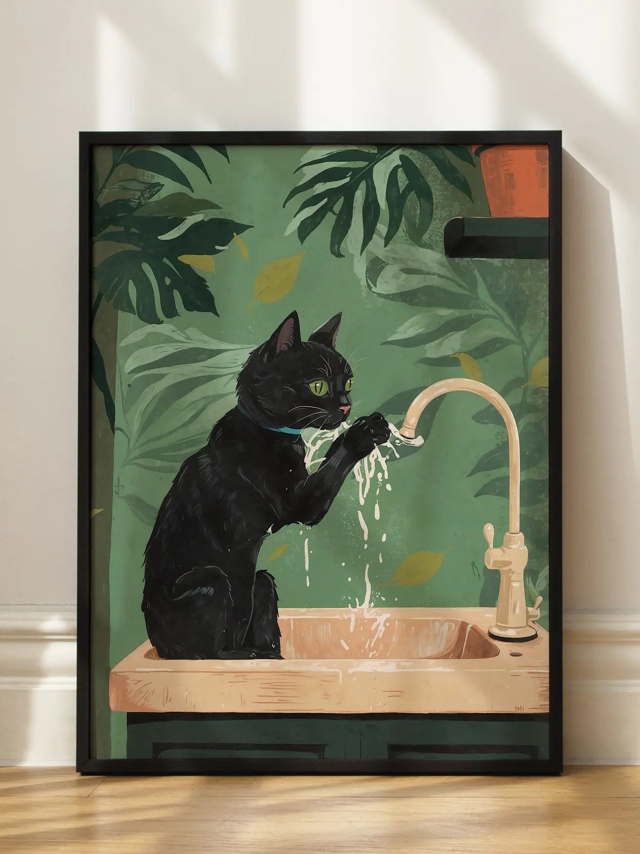 Cat in Sink Poster