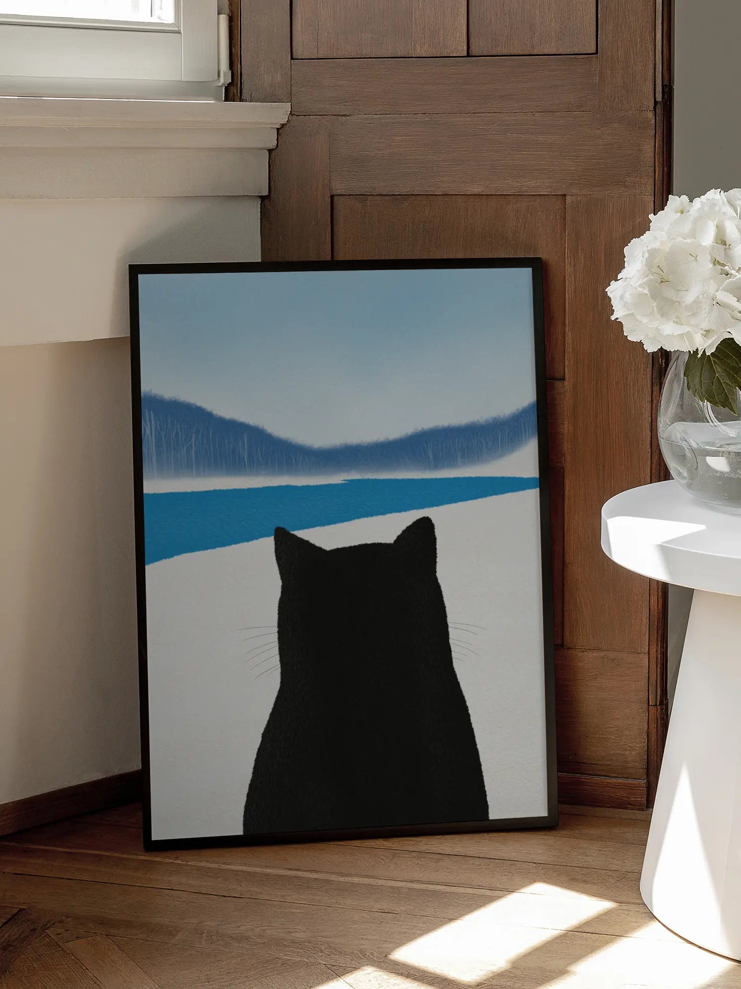 Cat in Winter Landscape Poster