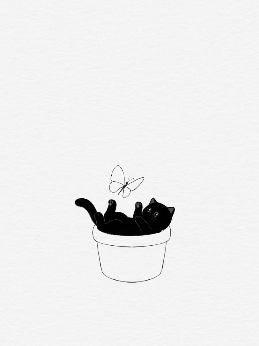 Cat in a Flowerpot Poster