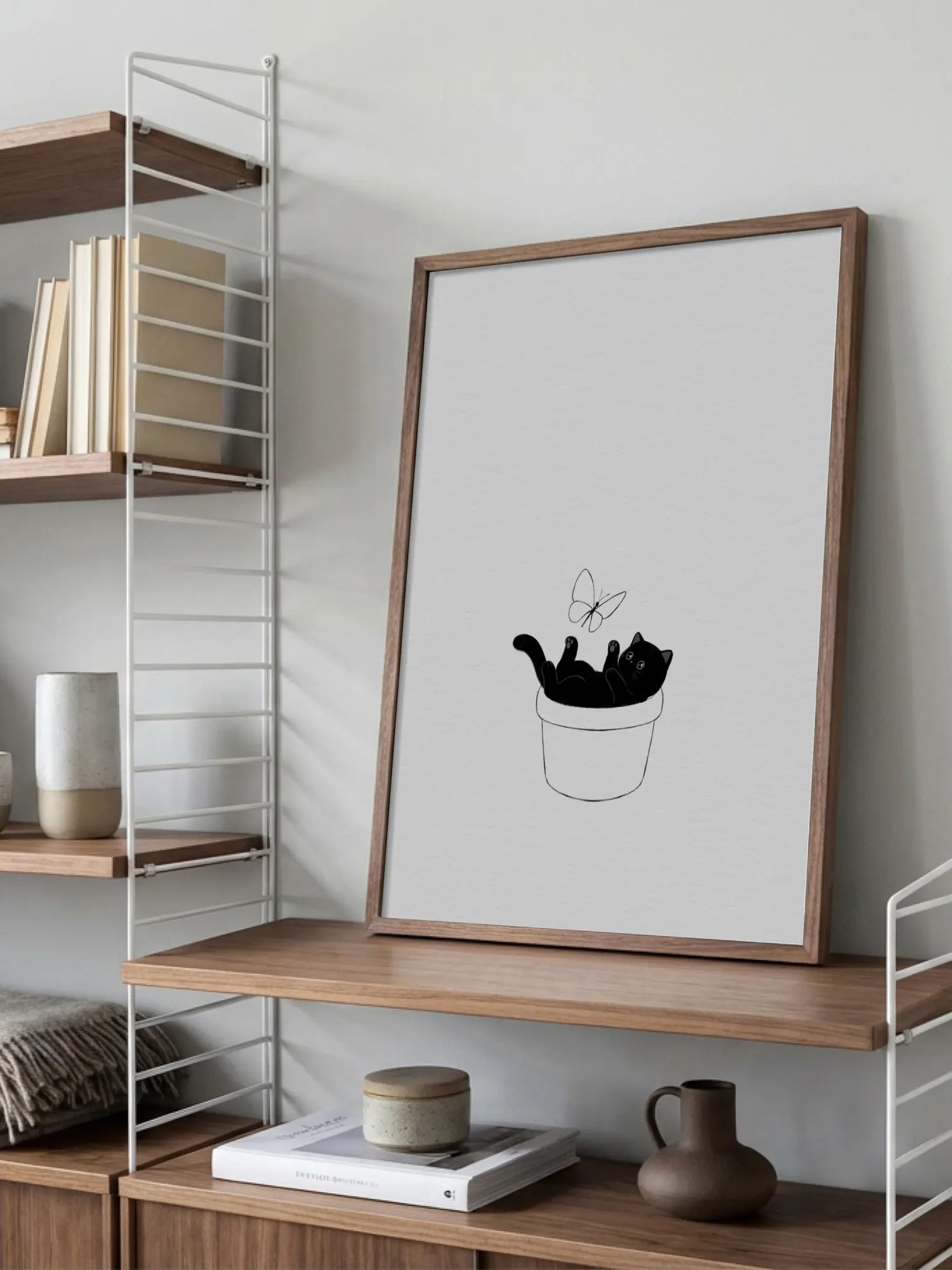 Cat in a Flowerpot Poster