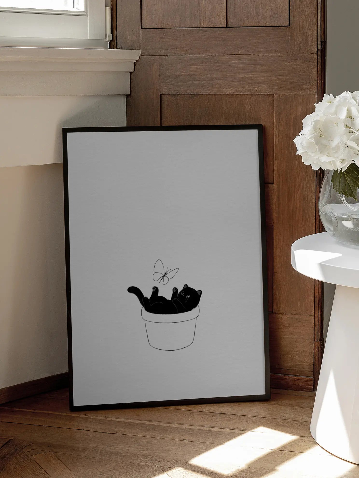 Cat in a Flowerpot Poster