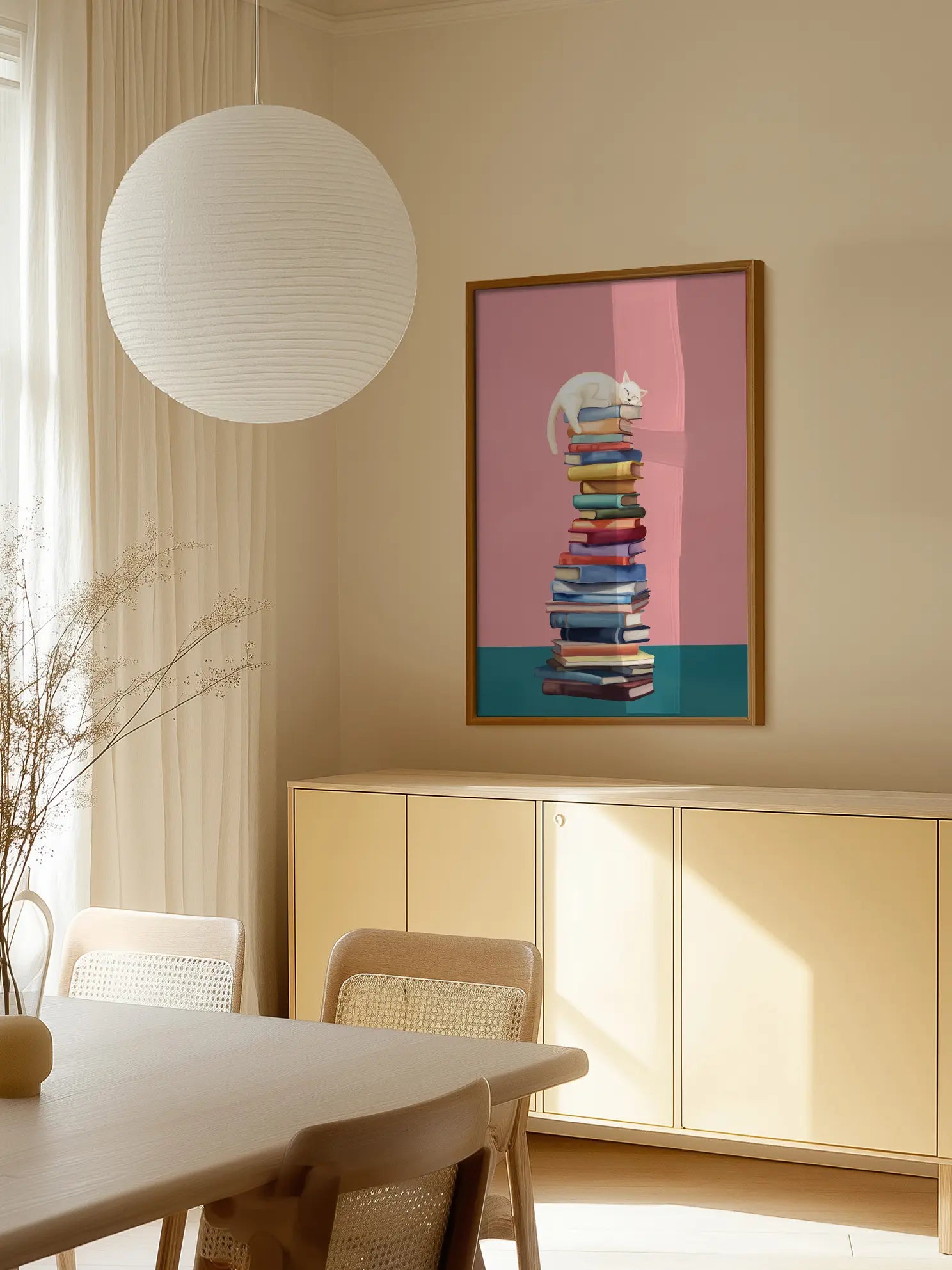 Cat on Books Poster