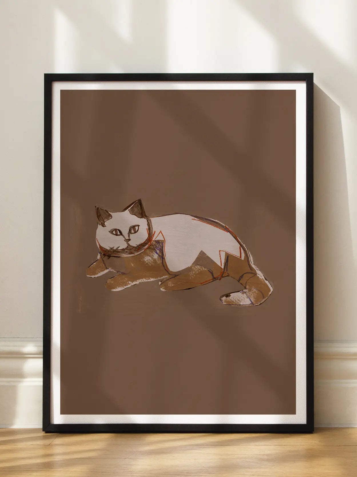 Cat on Brown Poster