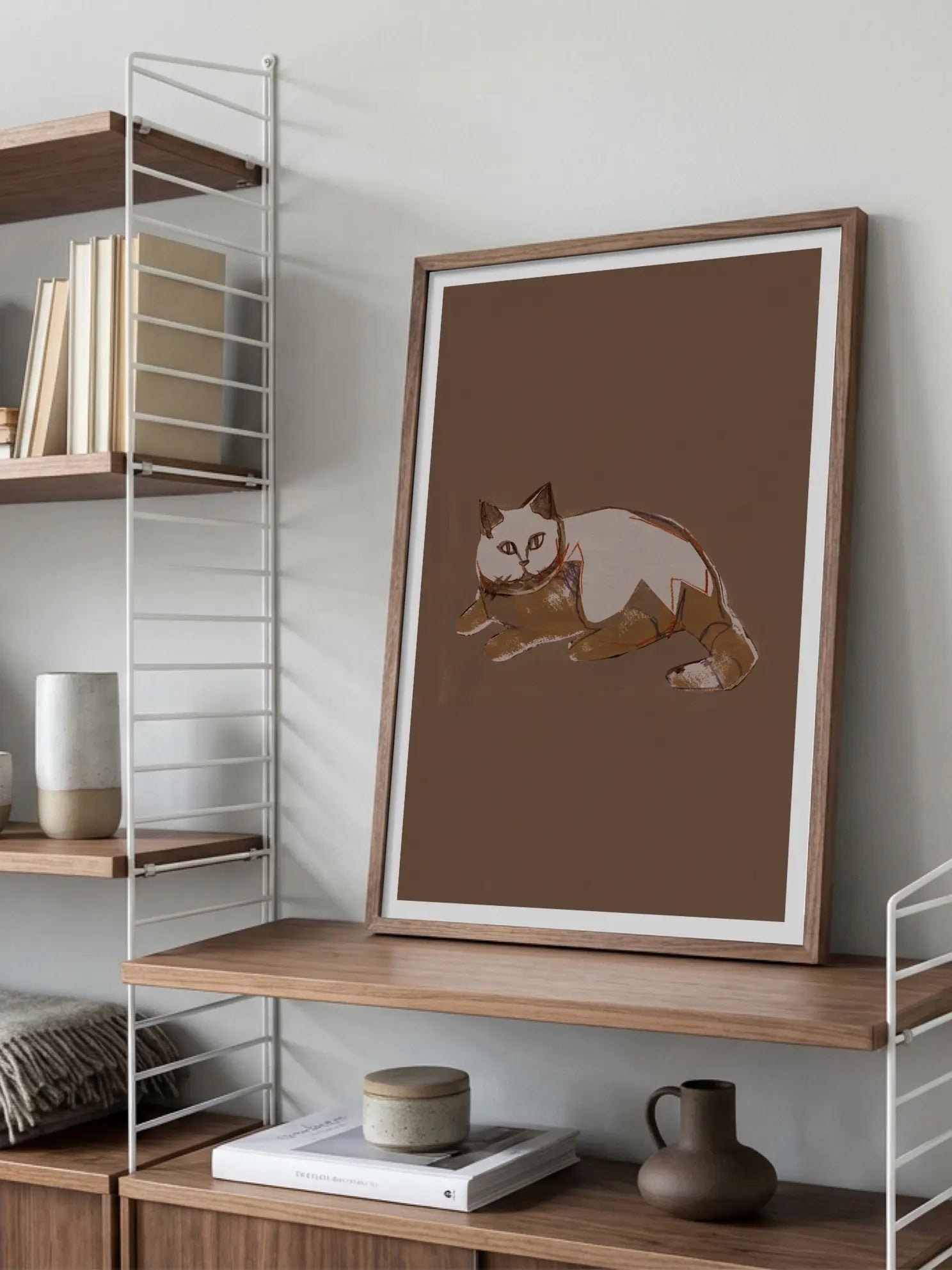 Cat on Brown Poster