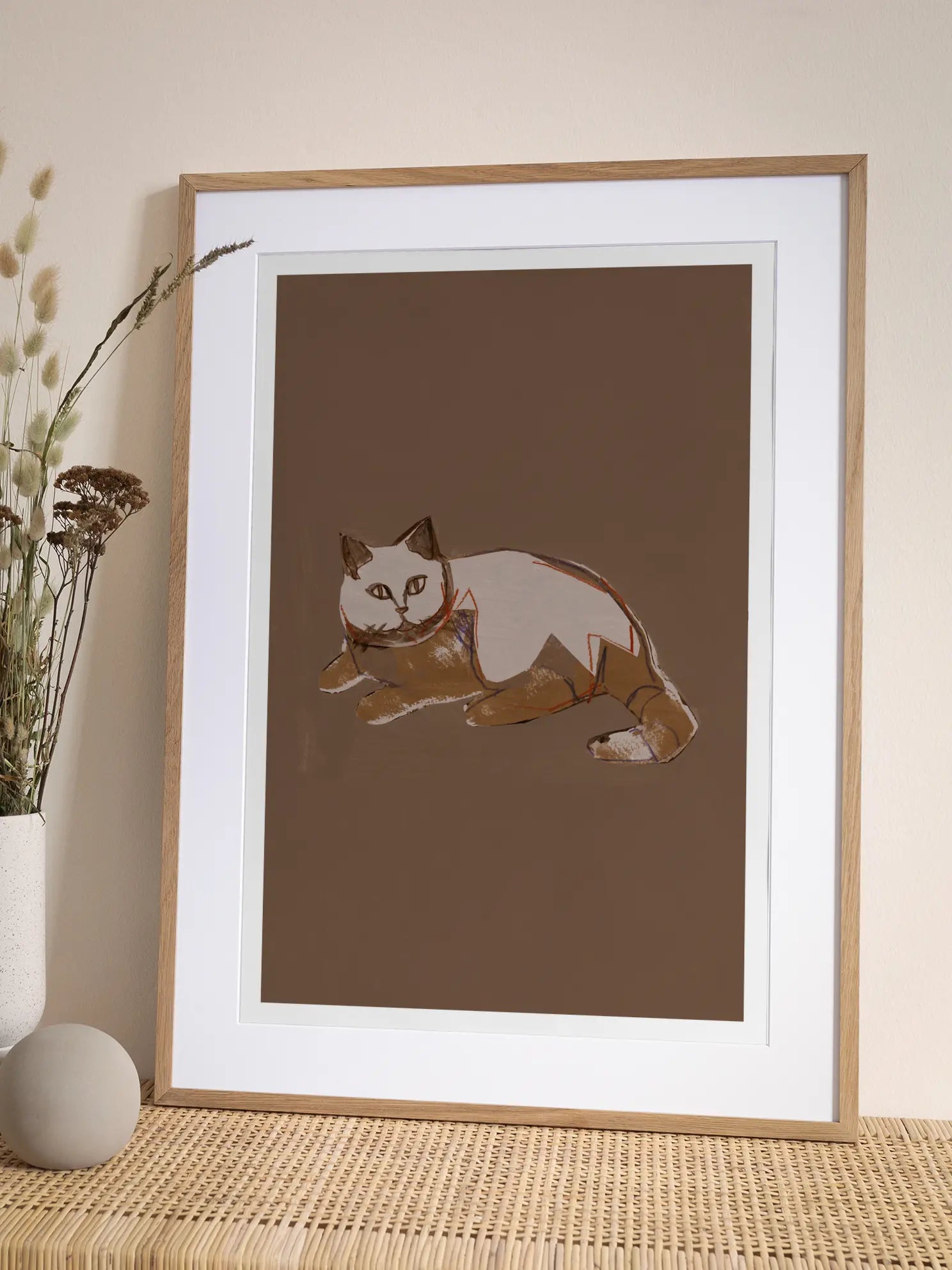 Cat on Brown Poster