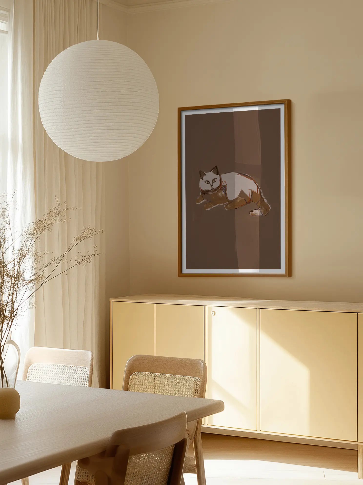 Cat on Brown Poster