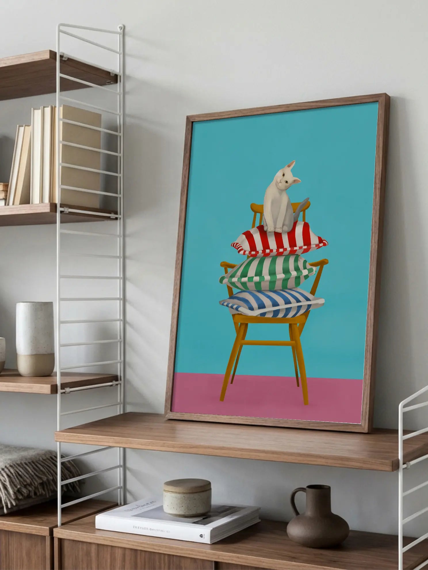 Cat on Pillows Poster