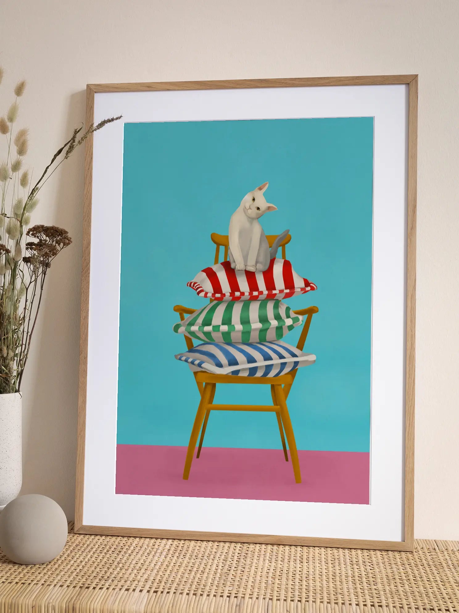 Cat on Pillows Poster