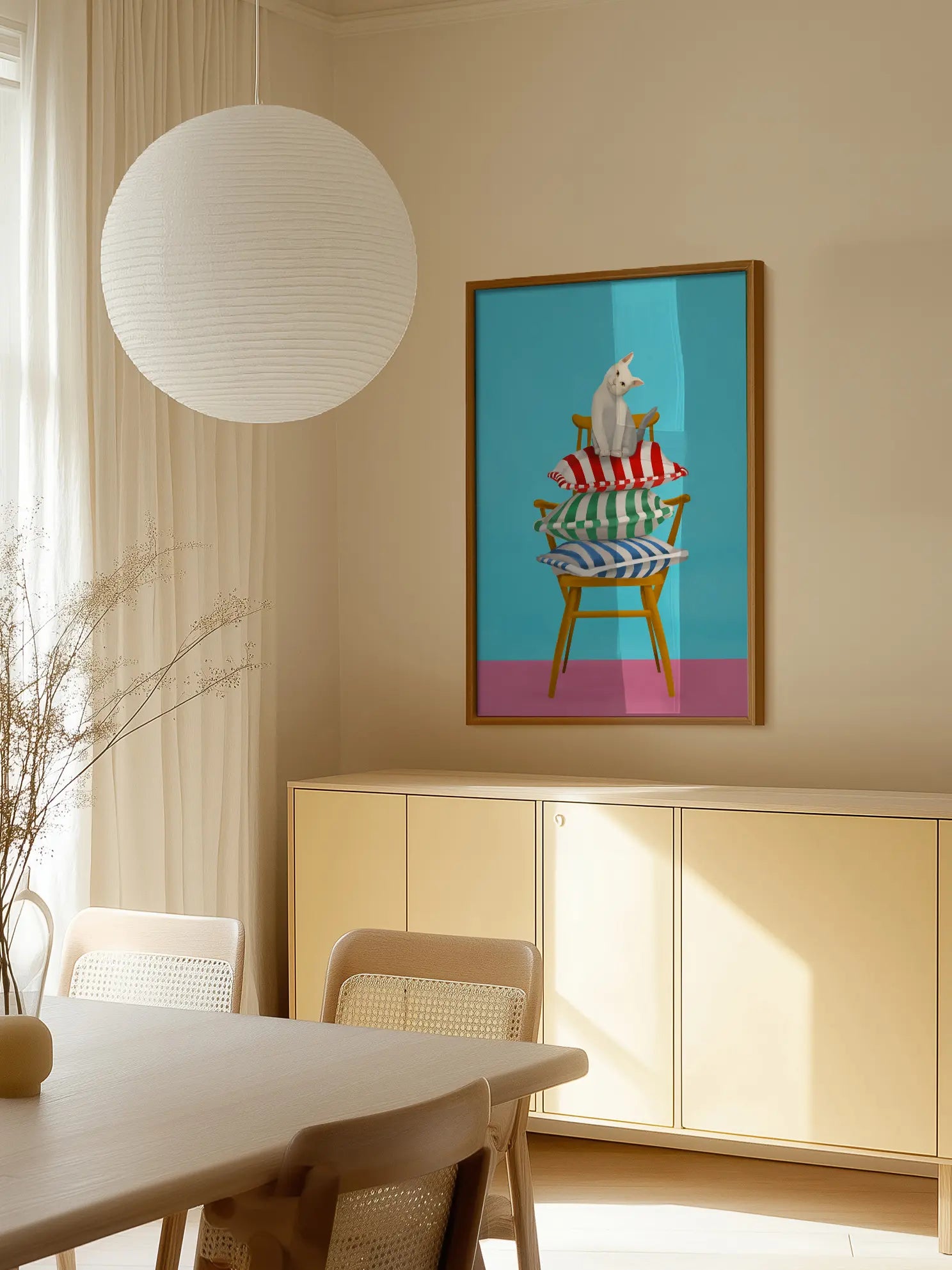 Cat on Pillows Poster