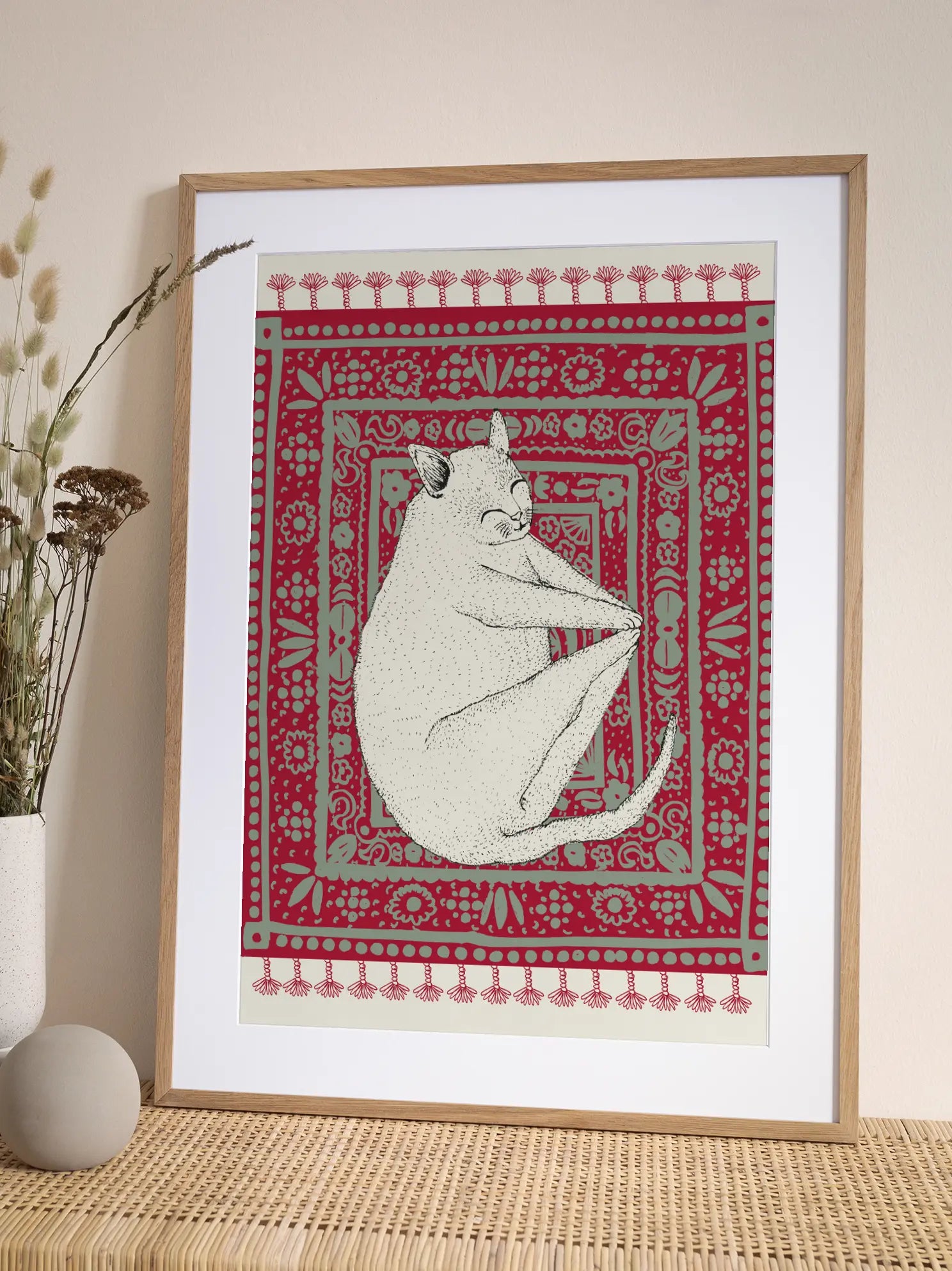 Cat on a Rug Poster