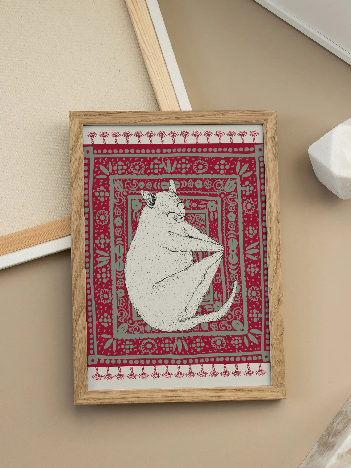 Cat on a Rug Poster