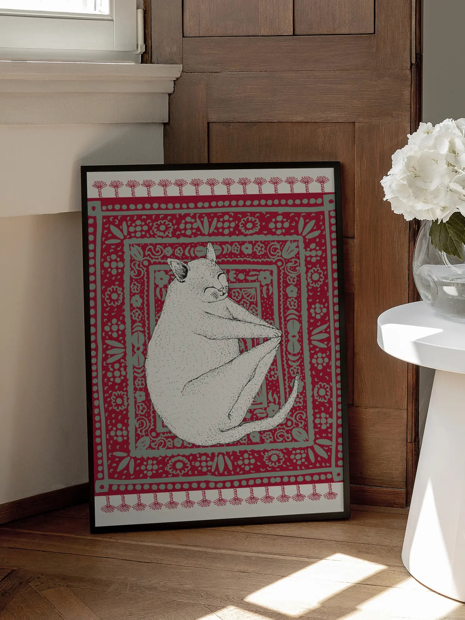 Cat on a Rug Poster