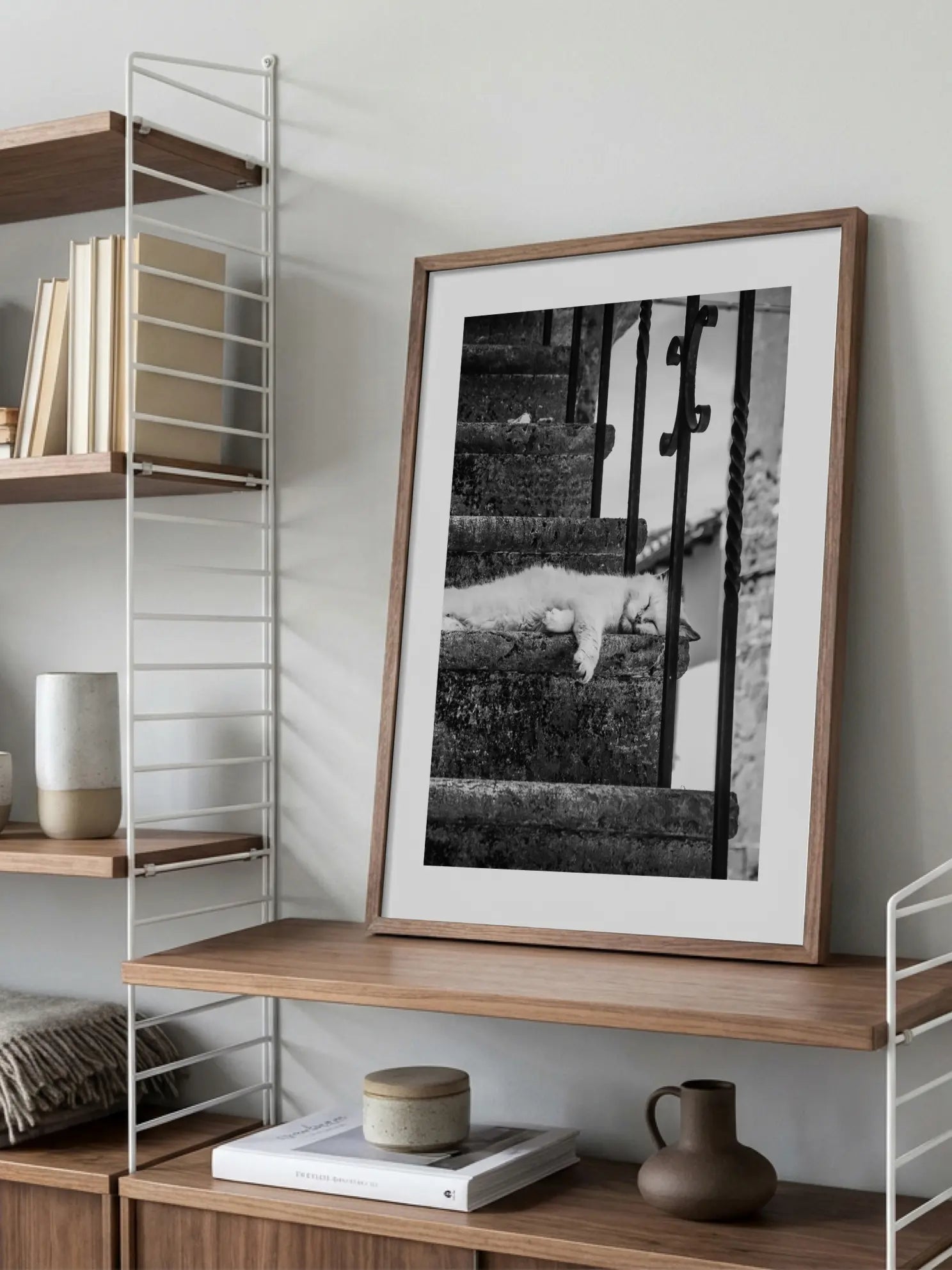 Cat on the Stairs Poster